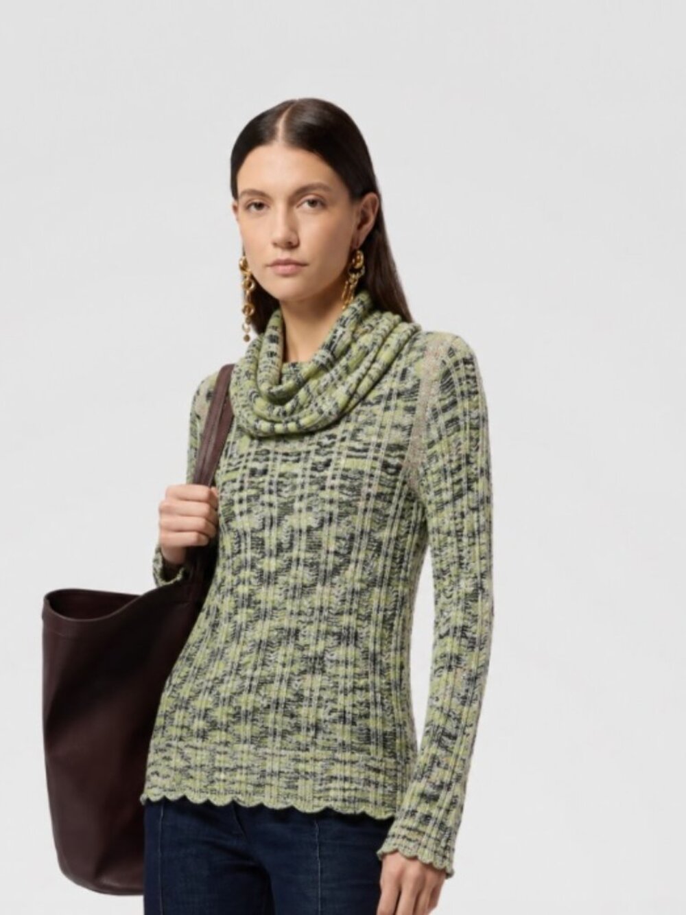 M Missoni Scalloped Drape Neck Multi-colour sweater